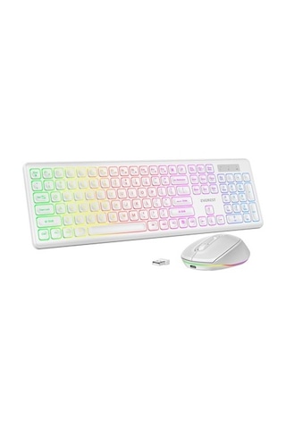 Everest Km-319bt Beyaz 2.4g+bt1+bt2 Çoklu Cihaz Bağlantılı Q Set Kablosuz Klavye +