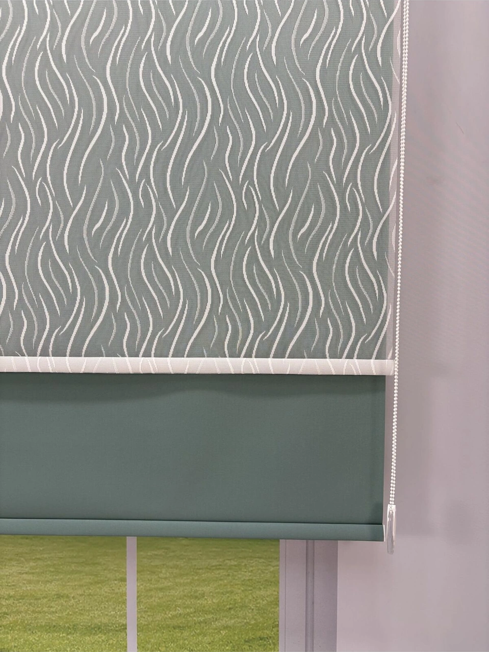 Eva Serisi Su Yolu Desenli Çift Mekanizmalı Petrol Yeşili Perde Petrol Yeşili