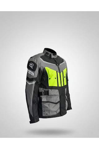 Revo Stork Neon Sarı 4 Mevsim Unisex Motosiklet Montu + Eldiven Ve Buff