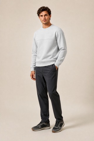 Redline Steni Yeni Sezon Erkek Regular Fit Kışlık Bisiklet Yaka Sweatshirt Gri