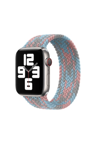 WIWU Apple Uyumlu Watch 44mm Wiwu Braided Solo Loop Contrast Color Small Saat Kordon Kayış Bileklik ZORE-216038