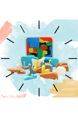 Montessori 3d Hayvan Figürlü Puzzle 18 Parça Zeka Oyunu