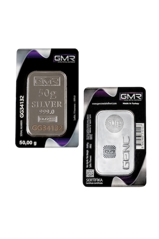 E-gümüş 50gr. Külçe Gümüş