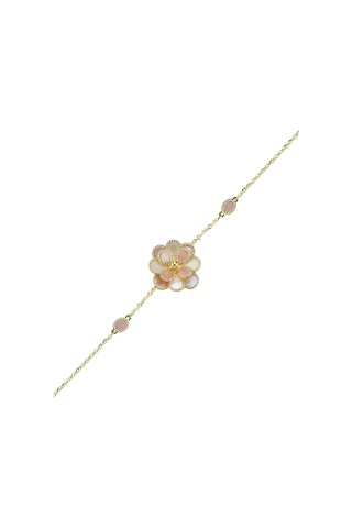 Pembe Beyaz Sedefli Rosella Altın Bileklik