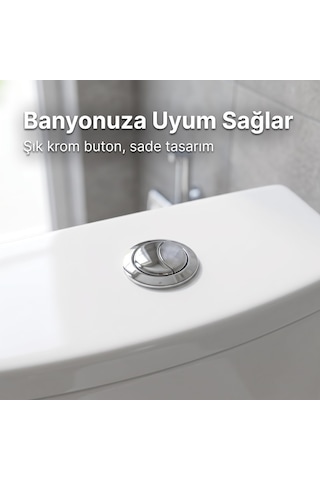 Wasseberg Rezervuar İç Takımı Çift Kademeli 3/6 L Krom Butonlu Alttan Su Girişli Sessiz Dolum Valfli Universal Klozet Rezervuar Takımı Beyaz