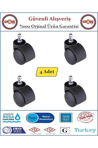 Ofis Koltuk Mobilya Tekerleği - Dönerli Pimli Tekerlek - 4 Adet