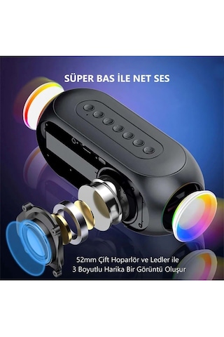 Bluetooth S8 Rgb Led Işıklı Dijital Saat Alarm Şarjlı Hoparlör Mp