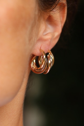 Yenigün Kuyumculuk 14 Ayar Altın İç İçe Döngülü Sarmal Halka Küpe Sarı Altın