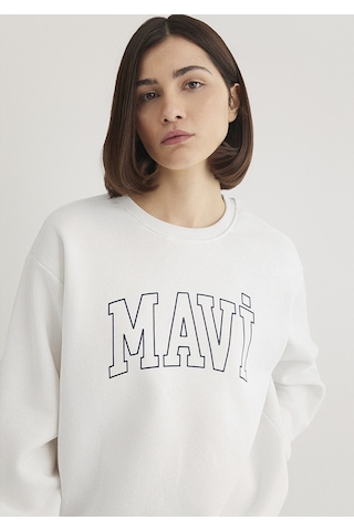 Mavi - Mavi Logo Baskılı Beyaz Sweatshirt 1611192-70057 Beyaz