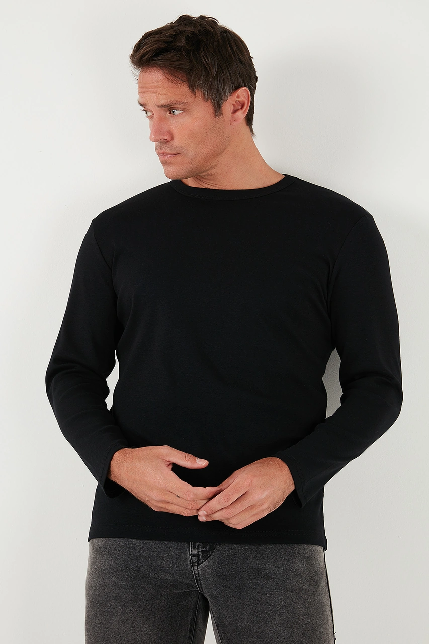 Buratti Pamuklu Slim Fit Bisiklet Yaka Basic Erkek Sweat 59050741 Siyah