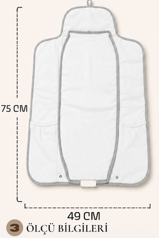 Babydola Seyahat Pratik Alt Açma Minderi Premium Kalite Katlanabilir Bebek Alt Değiştirme Matı Su Geçirmez Cepli Taşınabilir Alt Açma Çantası 49x75 CM