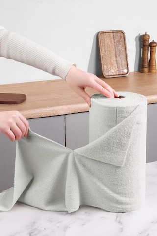 Çok Amaçlı Rulo Mikrofiber Temizlik Bezi 30x30 75 Yapraklı Açık Gri Gri