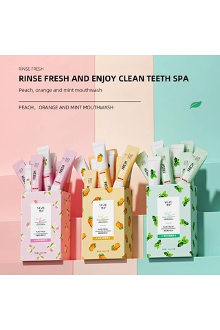 20 Adet Nane/limon/şeftali Kokulu Gargara Taşınabilir Taze Nefes Diş Leke Çıkarıcı Gargara Ağız Temizleme Araçları Seyahat İçin 10ml