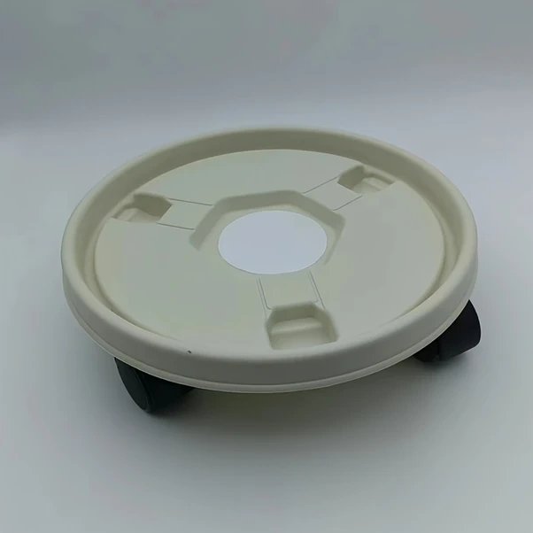 Elmpaly Beyaz 1 Adet Kalın Tekerlekli Saksı Altlığı Hareketli Bitki Tabağı İç Dış Mekan