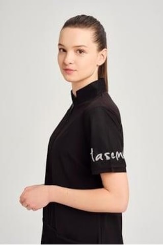 Haşema 2843 Siyah Vizara File Cep Detaylı Kısa Kol Fermuarlı Havuz Mayo Çok Renkli