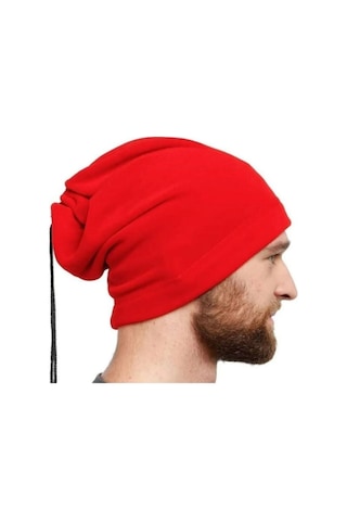 Motosiklet Kışlık Giyim Polar Bandana Boyunluk Motor Bere Soğuk Baş Koruma Kırmızı Siyah