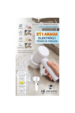 Şarjlı 5 Başlıklı Otomatik Temizleme Fırçası Evimdeyokyok