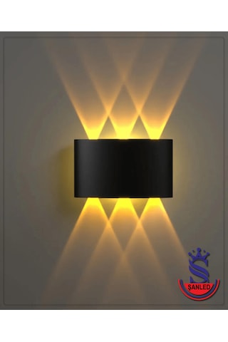 Dekoratif 10W Çift Yönlü Iç - Dış Mekan Siyah Kasa Amber Işık - 1 Adet Amber