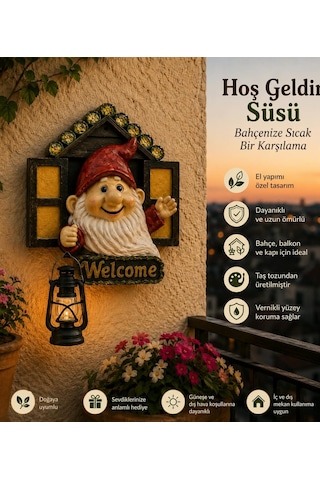Fenerli Cüce Hediyeli Balkon Bahçe Dekor Fenerli Cüce Hediyeli Balkon Bahçe Dekor