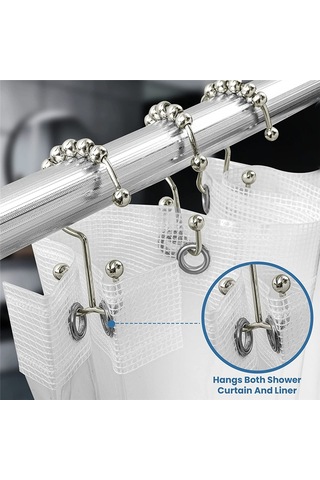 Duş Perdesi Kanca Halkası, Paslanmaz Metal Çift Rulo Sürgülü Duş Kancası, Duş Perdesi İçin, 12'li Set Nikel Nikel