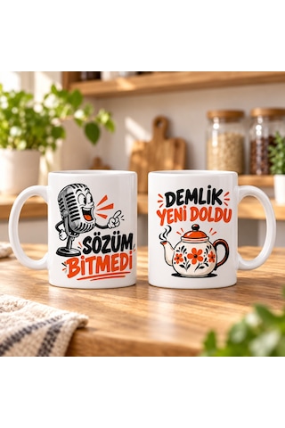 Agc Uygun Sepet Söz Sırası 2'li Porselen Kupa Seti - Model 844 Agc