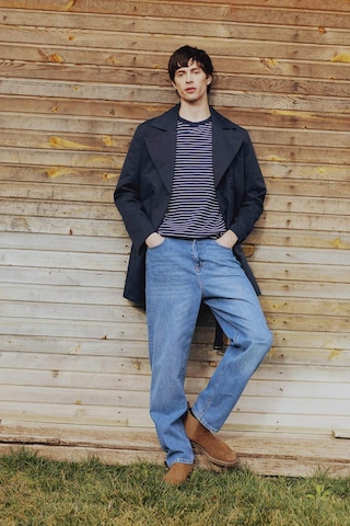 DeFacto Slim Fit Dar Kesim Düğmeli Kemerli Trençkot D5528AX25SPNV253 Lacivert