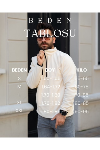 Polar Yarım Fermuar Regular Fit Rahat Kalıp Cep Detaylı Erkek Polar Sweat