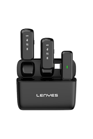 Lenyes Lm201 Type-c Şarj Portlu Kablosuz Yaka Mikrofonu Siyah