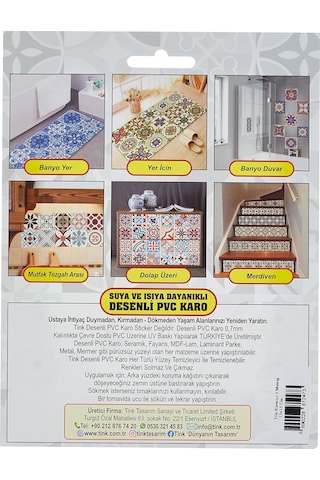 Tink Tasarım 3 Metraj Meksika Desenli Pvc Karo 15x15 Cm 10'lu Paket Çok Renkli