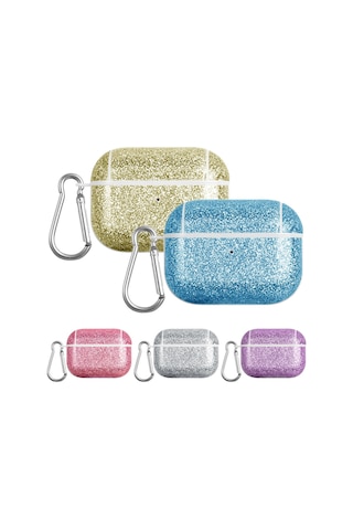 Airpods Uyumlu Pro Glitter Toz Cilt Dokusu İçin Pc Tws Kulaklık Kılıfı Gümüş