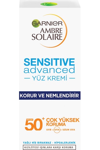 Garnier Ambre Solaire Sensitive Advanced Koruyucu Yüz Kremi SPF 50+ 50ML