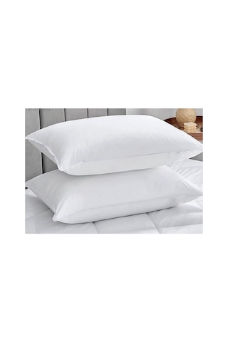2 Adet Silikon Yastık - 2 Adet %100 Pamuk Yastık Koruyucu 50x70cm Beyaz