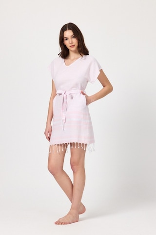 Mulberry Katya Plaj Elbisesi Tunik Pareo %100 Pamuk Pembe