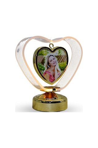 Büro Ev Ofis Hediyesi İçin 19x18cm Led Işıklı Kalp Fotoğraf Çeçevesi