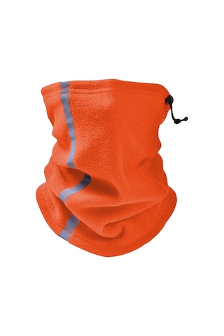 Geeroyoo Kış Polar Fleece Isı Sağlayan Bisiklet Turizm Kayak Yüz Korumalı Yaka Bandı Reflektörlü Turuncu Portakal