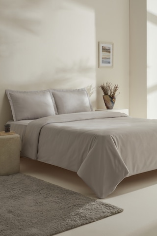 Karaca Home Jemma 120 Tel %100 Pamuk Saten Çift Kişilik Nevresim Takımı Gri Gri