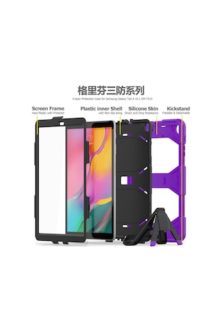 Newface Samsung Galaxy Uyumlu T510 Tab A 10.1 Kılıf Griffin Tablet Kapak Semeglbl - 78 - Mor