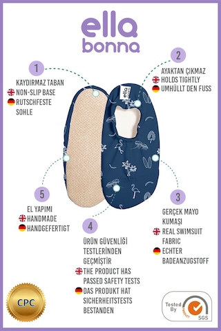 Ella Bonna Kaydırmaz Taban, Unisex Bebek, Çocuk Deniz Ayakkabısı, Havuz Patiği, Sahil - 536344725 Sahil - 536344725 Sahil