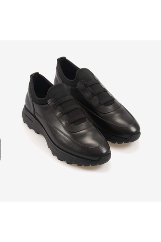 Mocassini Erkek Hakiki Deri Eva Taban Bağcıksız Lastik Detaylı Spor & Sneaker Ayakkabı 97945 Siyah Videla