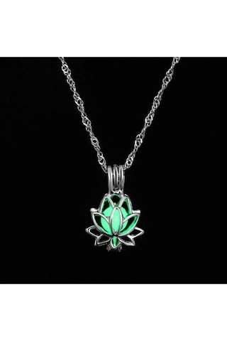 Çılgıntrend Gece Parlayan Lotus Çiçeği Kolye Çok Renkli
