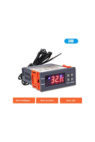 Kangvka Stc-3000 Dijital Sıcaklık Kontrolörü, Akvaryum İçin -50 C 99 C Aralığında, 0.1 C Hassasiyetli, 24v Mikroişlemci Termostat