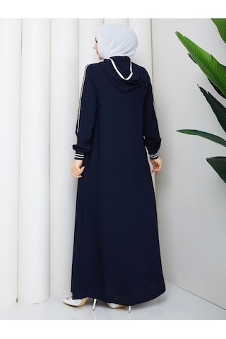Nevayla Moda Biyeli Ribana Detaylı Ferace - Lacivert / F0128