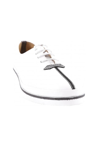 Dgn 095 Kadin Kalin Taban Bağcikli Comfort Ayakkabi 095-2111-R0198 Beyaz