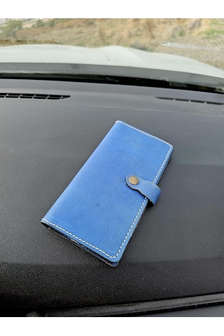 Otohousse Hakiki Deri Kadın Cüzdan Bozuk Para Kartlık Ve Kağıt Para Gözlü Lacivert
