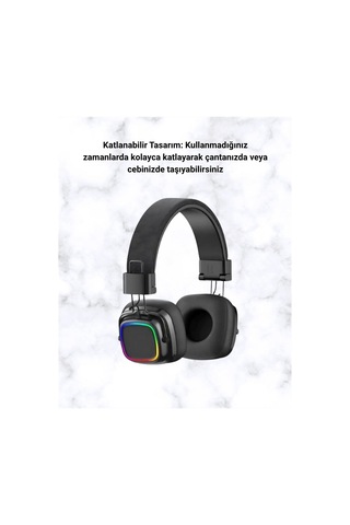 Mey İthalat Rgb Işıklı Katlanabilir Bluetooth 5.3 Kulak Üstü Kulaklık