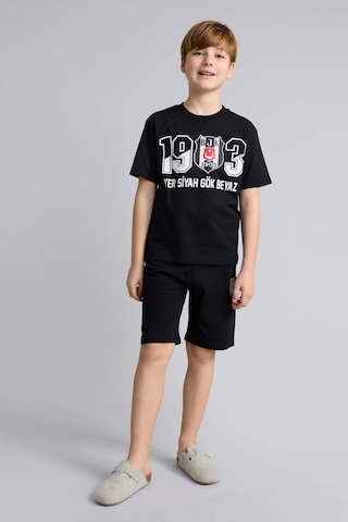 Defacto Beşiktaş Tişört Şort Pijama Takımı Erkek Çocuk H7342a826hsbk81 Siyah-bk81