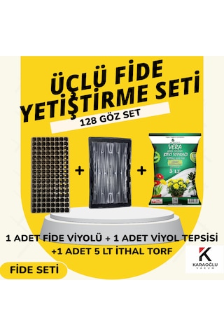 Fide Viyolü Viyol Tepsisi Ithal Torf Üçlü Set Fide Yetiştirme Seti Seçim Yapınız 128 Göz Kare