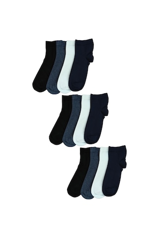 Erkek Dikişsiz 12 Çift Derby Desen Penye Orta Konç Çorap Krem