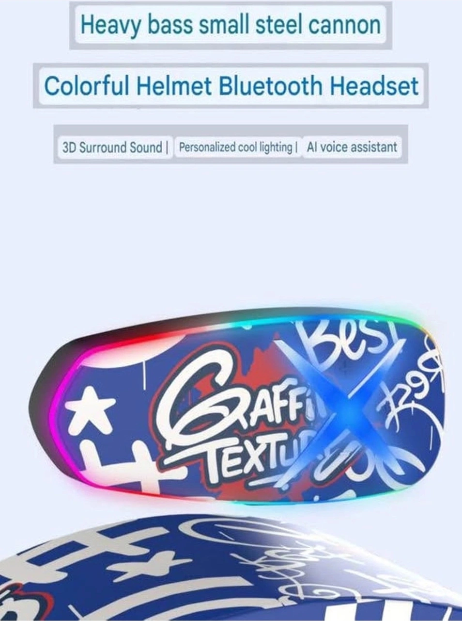 Ceylan Adam Helmet Graffiti Motor Kask Kulaklık Rgb Modlu Su Geçirmez 6.0 Bluetooth Intercom Yenı Mo