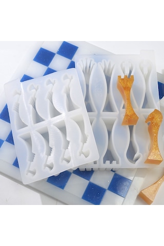 Sones Kendin Yap Stereo Satranç Taşları Epoksi Kalıp Ev Yapımı Satranç Oyunu Silikon Kalıp Md3924 + 3925